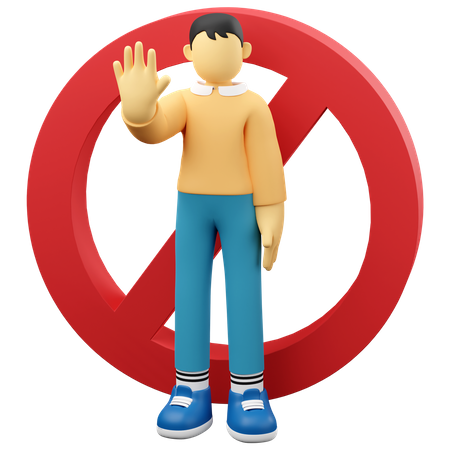Man Stopping Entry  3D Icon