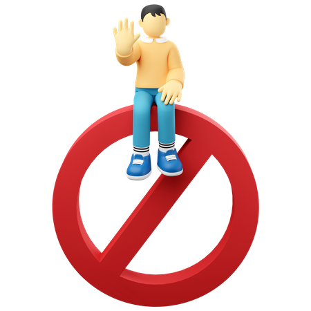 Man Stopping Entry  3D Icon