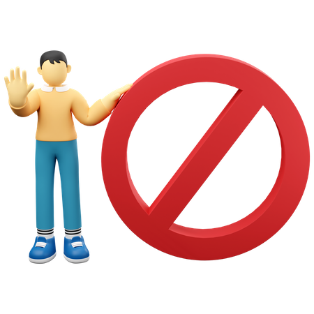 Man Stopping Entry  3D Icon