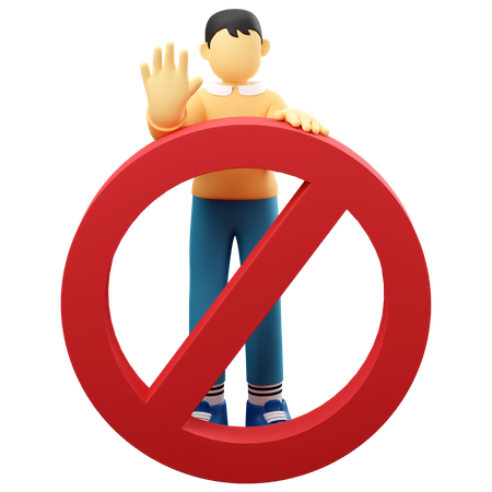 Man Stopping Entry  3D Icon