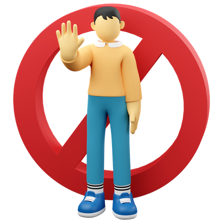 Man Stopping Entry  3D Illustration