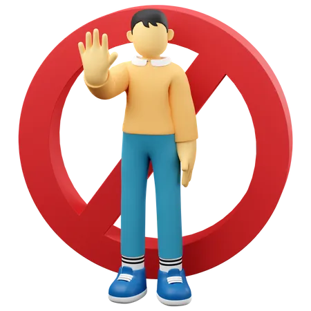 Man Stopping Entry  3D Illustration