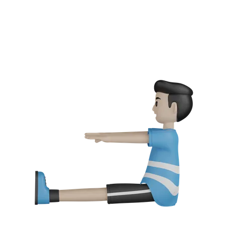 Man Stretching Body  3D Illustration