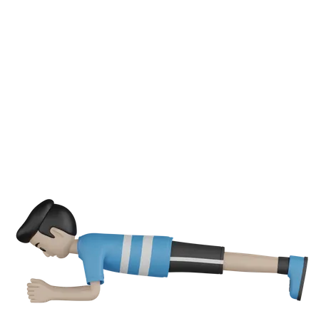 Man Stretching Body 3D Illustration