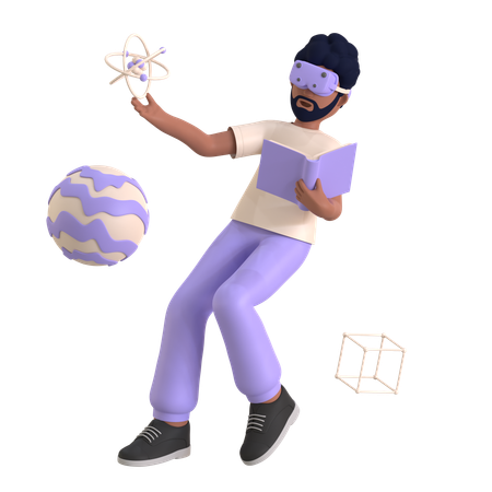 Man Studying Using Vr Glass  3D Illustration