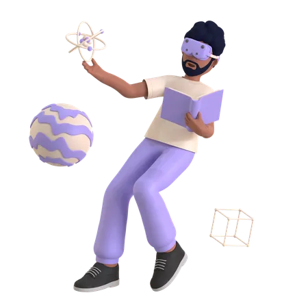 Man Studying Using Vr Glass  3D Illustration