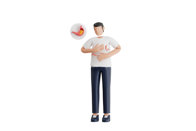 Man Suffering From Stomach Pain  3D Illustration