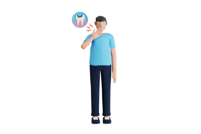 Man Suffering From Toothache 3 D Illustration Tooth Pain 3 D Illustration 3D Illustration