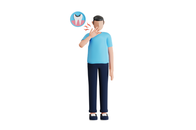 Man Suffering From Toothache  3D Illustration