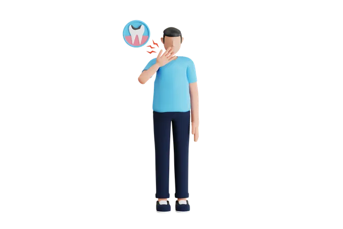 Man Suffering From Toothache  3D Illustration