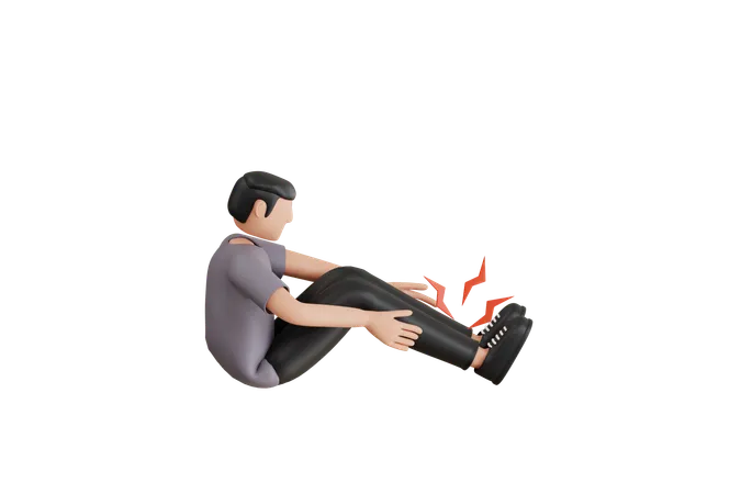 Man Suffers Form Ankle Pain  3D Illustration