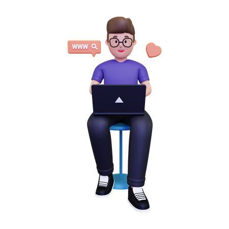 Man surfing on internet  3D Illustration