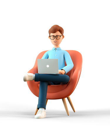 Man surfing on internet  3D Illustration