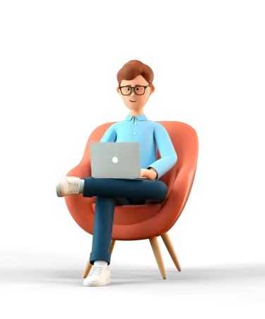 Man surfing on internet  3D Illustration