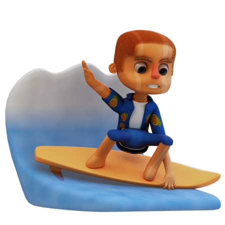 Man surfing on the beach  3D Illustration