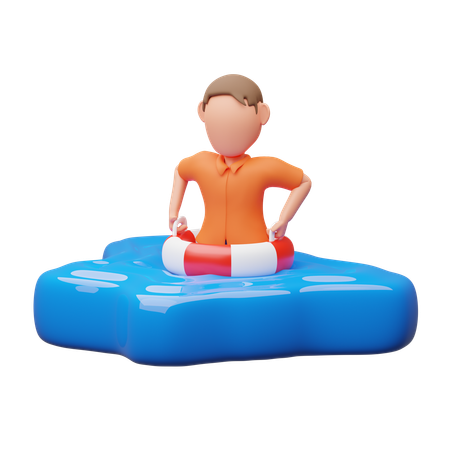 Man swimming  3D Illustration