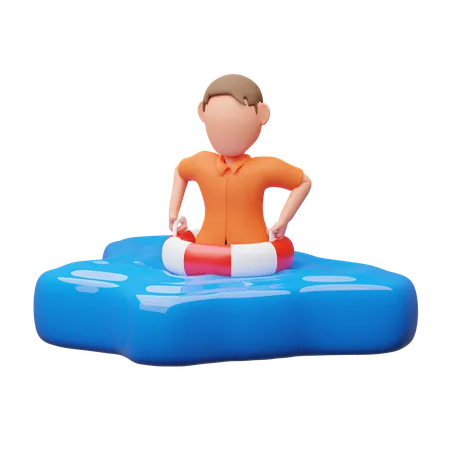 Man swimming  3D Illustration