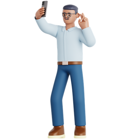 Man Take a Selfie  3D Illustration