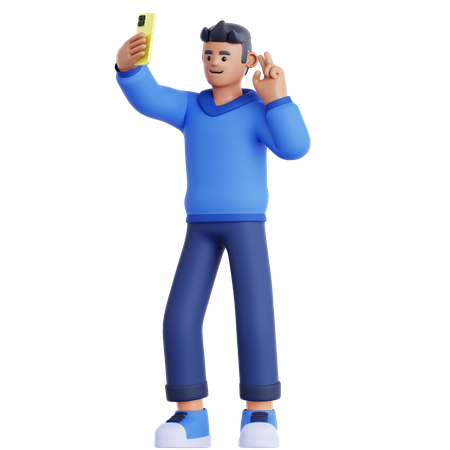 Man Take a Selfie  3D Illustration