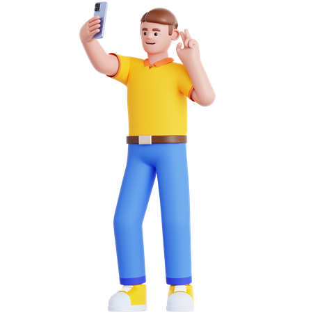 Man Take a Selfie  3D Illustration