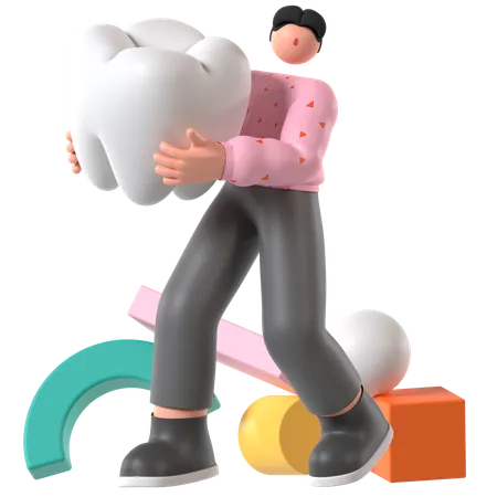 Man takes Dental Care  3D Illustration