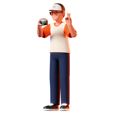 Man Taking A Photo Pose  3D Illustration