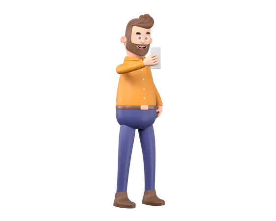 Man taking selfie  3D Illustration