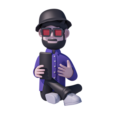 Man Taking Selfie On Mobile  3D Icon