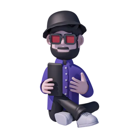 Man Taking Selfie On Mobile  3D Icon