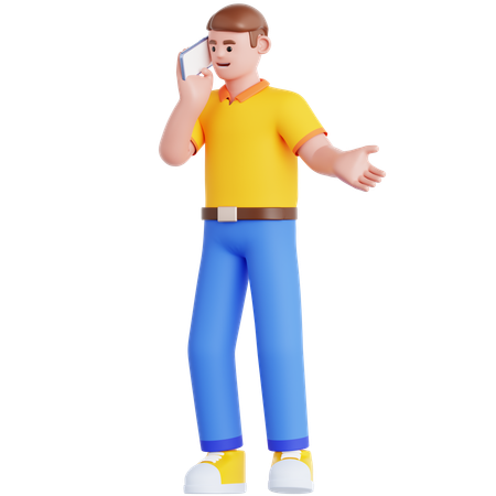 Man Talking on Mobile Phone  3D Illustration