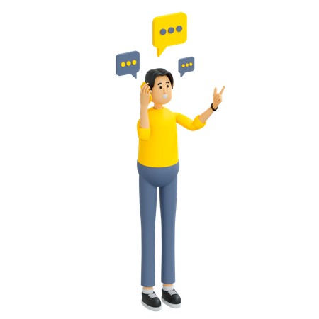 Man talking on phone  3D Illustration