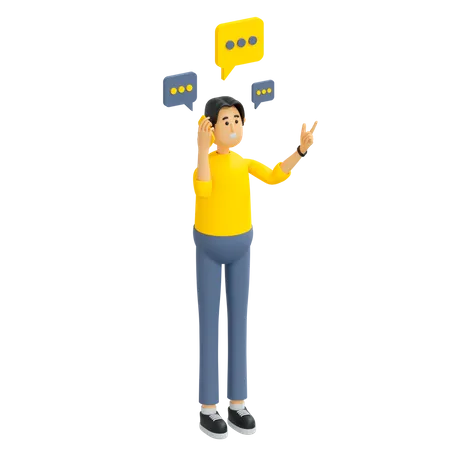 Man talking on phone  3D Illustration