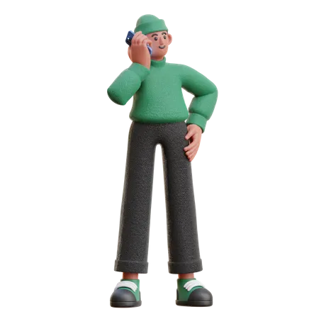 Man talking on phone  3D Illustration