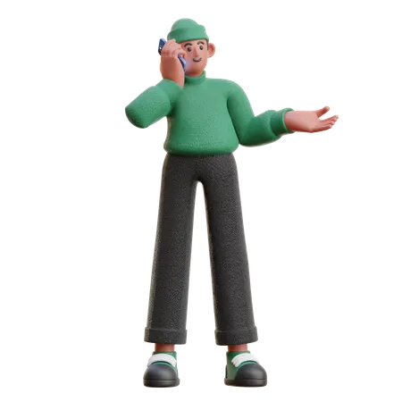 Man talking on phone  3D Illustration