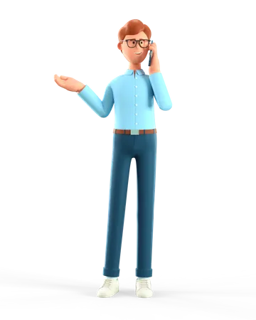 Man talking on smartphone  3D Illustration