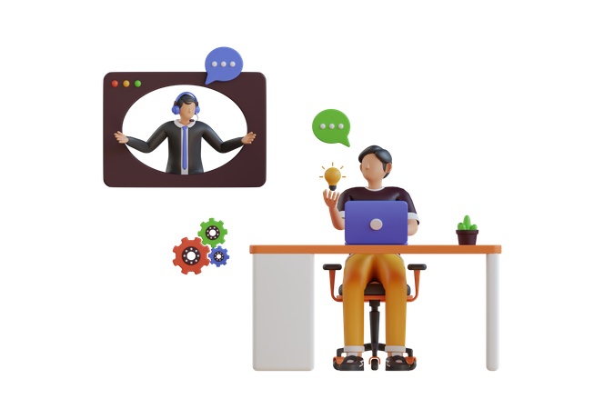 Man talking to customer over internet  3D Icon