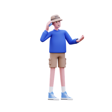 Man Talking With Phone  3D Illustration