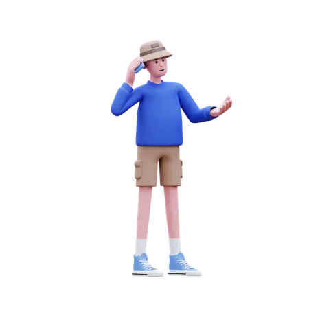 Man Talking With Phone  3D Illustration