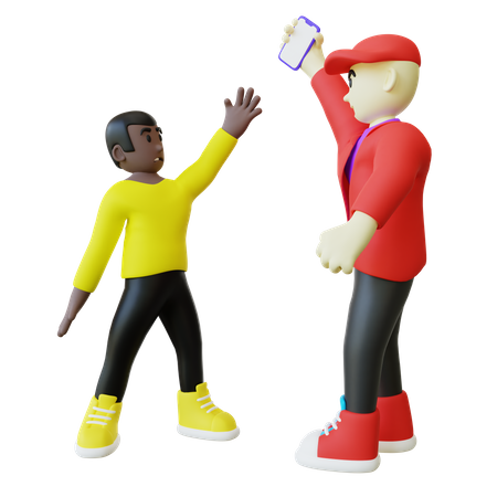 Man Teasing Black Guy And Stole His Phone  3D Icon