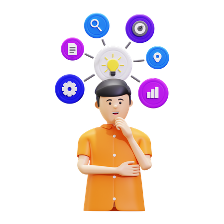 Man Thinking About Mind Map  3D Illustration