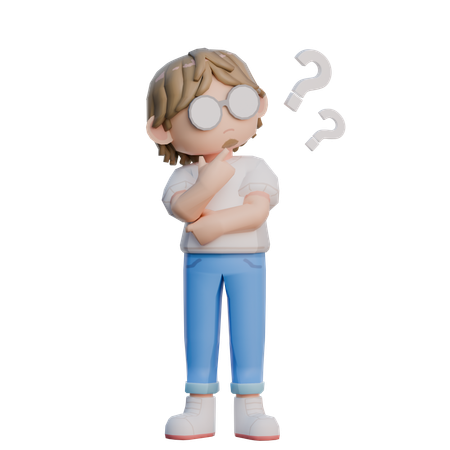 Man Thinking About Question Mark  3D Illustration
