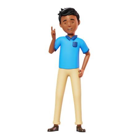 Man Thinking and pointing one finger  3D Illustration