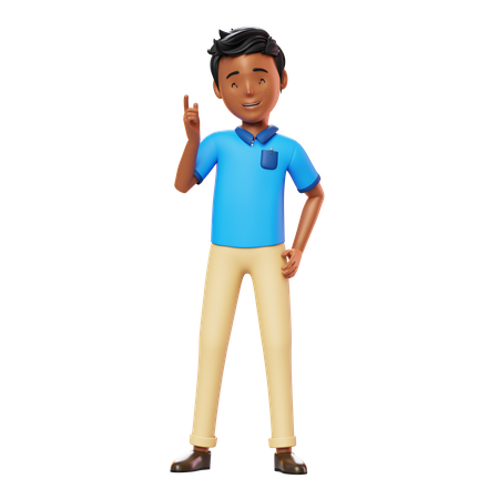 Man Thinking and pointing one finger 3D Illustration