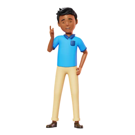 Man Thinking and pointing one finger  3D Illustration