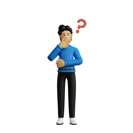 Man thinking of an idea  3D Illustration