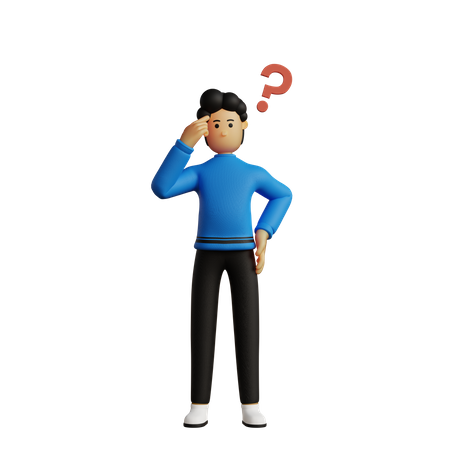 Man thinking of an idea  3D Illustration