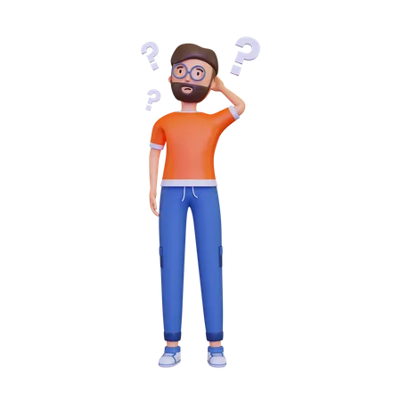 Man Thinking Question Mark 3D Illustration
