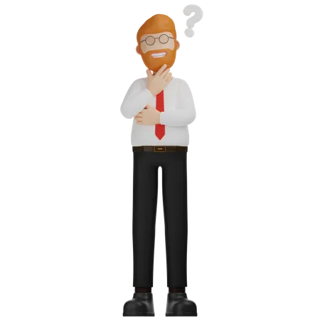 3 D Character Man Thinking Question Mark Confuse 3D Illustration
