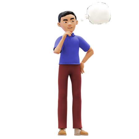 Man Thinking Something  3D Icon