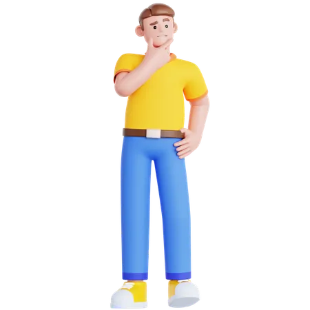 Man Thinking Something  3D Illustration